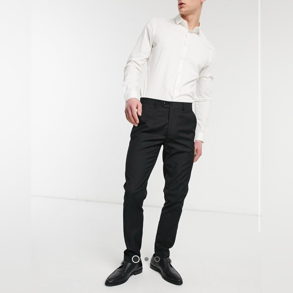 DEVILS ADVOCATE SKINNY FIT TUXEDO SUIT PANTS - BLACK